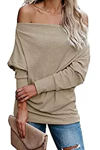 AOISAGULA Pullover & Strickmode AOISAGULA Damen Pullover Top Schulterfrei Oberteile Lange Ärmel Sweatshirt Herbst Sweater Winter Shirt