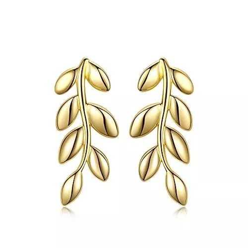 ANNA NUCCI Schmuck ANNA NUCCI Verstellbar Ring/Ohrstecker/Kette, 925 Sterling Silber Vergoldet 18K Gold mit Olivenblatt, Weihnachtsgeschenke für Mama, Geschenke für Jubiläum /Geburtstag mit einer Schmuckschatulle