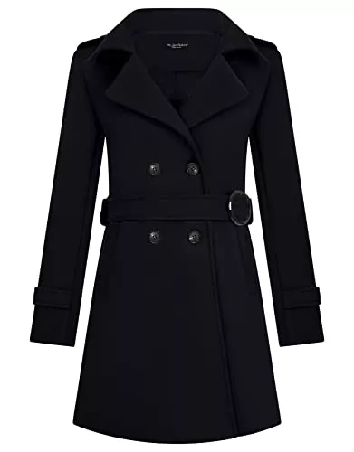 Zarlena Mäntel Zarlena Damen Mantel mit Reverskragen eleganter Wollmantel-Optik Jacke Herbst Winter Frühling