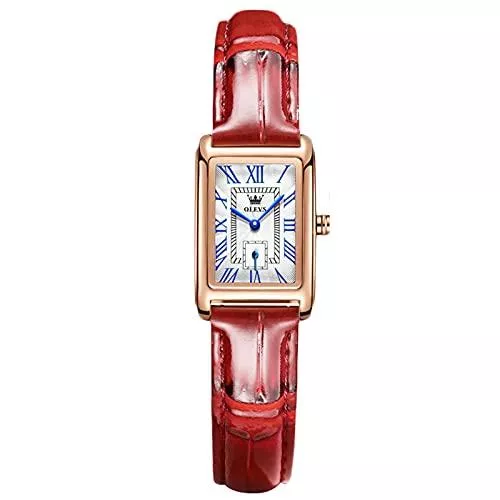 rorios Uhren rorios Mode Damen Uhren Wasserdicht Analog Quarz Armbanduhr mit Echtes Leder Armband Klassisches Quadrat Uhr für Mädchen Frauen