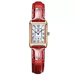 rorios Uhren rorios Mode Damen Uhren Wasserdicht Analog Quarz Armbanduhr mit Echtes Leder Armband Klassisches Quadrat Uhr für Mädchen Frauen