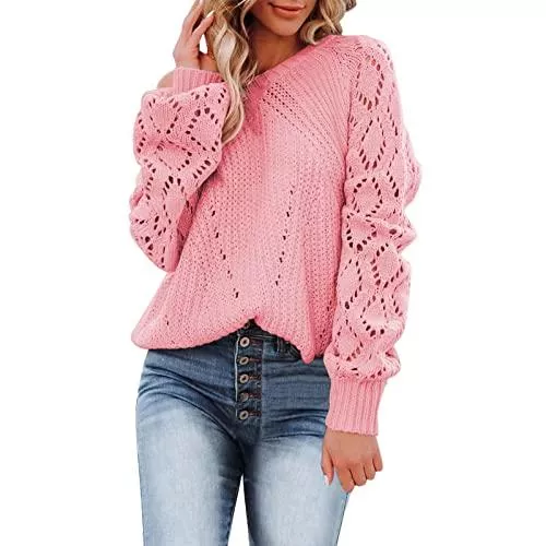 Kanpola Damen Sweatshirts Pullover & Strickmode Kanpola Weihnachtspullover Damen Strick Pullover Herbst Winter Rundhals Langarm Sweatshirt Drucke Pulli Sweater mit Norweger-Muster Weihnachten Party Gestrickte Jumper Oberteile
