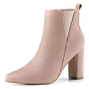 Allegra K Stiefel Allegra K Damen Spitze Blockabsatz Wildleder Stiefeletten Schuhe Chelsea Boots