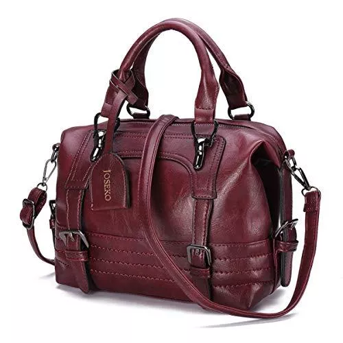 JOSEKO Taschen & Rucksäcke JOSEKO Damen Handtasche, Frauen Stilvolle Schulterbeutel PU Schultertasche Hobos Tote Retro Öl Wachs Kunstleder Umhängetasche Crossbody Tasche für Arbeit Einkaufen(Dunkelrot)