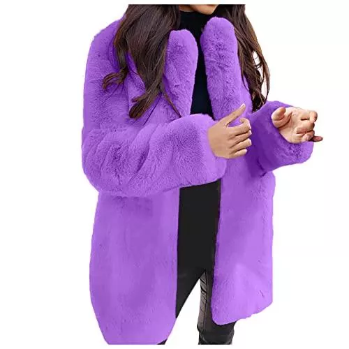SumLeiter Mäntel SumLeiter Winterjacke Damen Wintermantel Revers Kunstpelzjacke Flaumig Pelzmantel Winter Warme Plüschjacke elegant Kunstpelz Mantel Teddy Coat Lockere Winter Fellmantel Outerwear Felljacke Fleecejacke