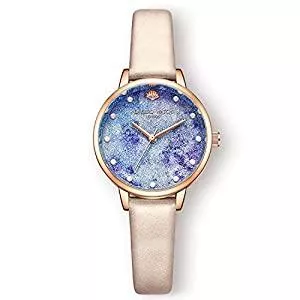 rorios Uhren rorios Damen Uhr Analog Quarzuhr Armbanduhren blaues Meer Dial Edelstahl Meshband Mode Frauen Uhr