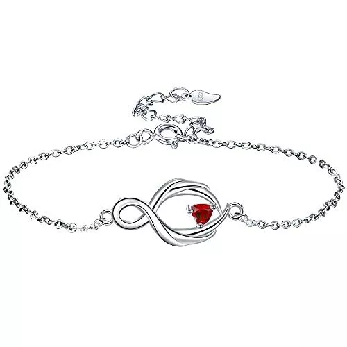Lydreewam Schmuck Lydreewam Schutzengel flügel Armband Damen Silber 925 aus 3A Rot Zirkonia Liebe - Geschenk Glücksbringer - Valentinstag Muttertag Weihnachten Geburtstags Geschenk für Sie Frauen Freundin Mama