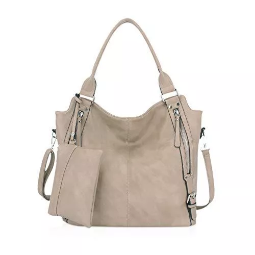 NICOLE & DORIS Taschen & Rucksäcke NICOLE & DORIS Retro Handtasche Damen Schultertasche 2-teiliges Henkeltasche Großer Umhängetasche+Designer Geldbörse PU Leder Shopper Tragetasche