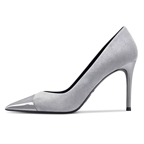HDEUOLM High Heels HDEUOLM Damen Stiletto Hoher High Absatz Heel Geschlossene Spitze Zehenkappe Pumps Slip-on Hochzeit Sexy Dress Schuhe