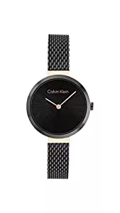 Calvin Klein Uhren Calvin Klein Analog Quarzuhr für Damen mit Schwarzes Edelstahl-Mesh-Gliederarmband - 25200084