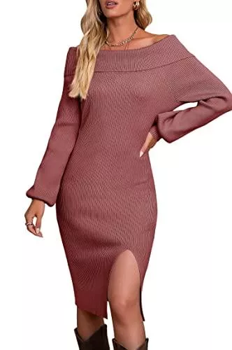 Vthereal Freizeit Vthereal Damen Pullover Strickkleider Stretch Pulloverkleid Sexy Strickkleid Frauen Pulli Reißverschluss Winterkleid Stricken Tunika Kleid Tops