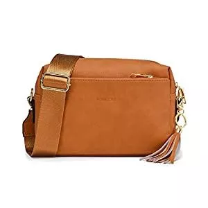 Roulens Taschen & Rucksäcke Roulens Damen Handy Umhängetasche,Veganem Leder Crossbody Schultertasche,Breiter Riemen Abendtasche mit drei Reißverschlussfächern Handtaschemit mit Kartenschlitz Verstellbar Abnehmbar Schultergurt