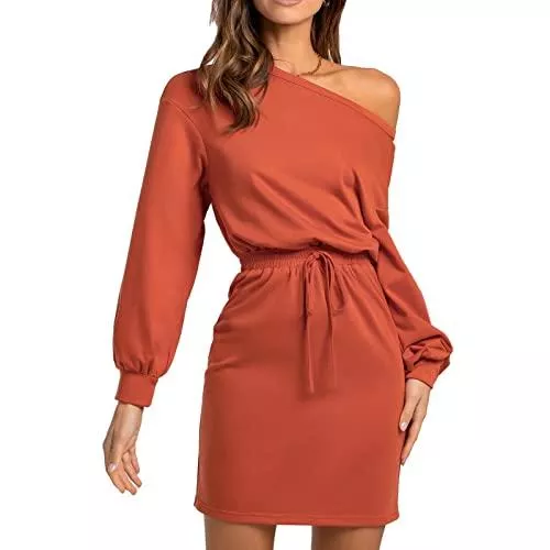 Estink Freizeit Lässige, Langärmlige Damenkleider mit Rundhalsausschnitt, Elegante Taillenbindung, Büro, Lässiges Bleistiftkleid