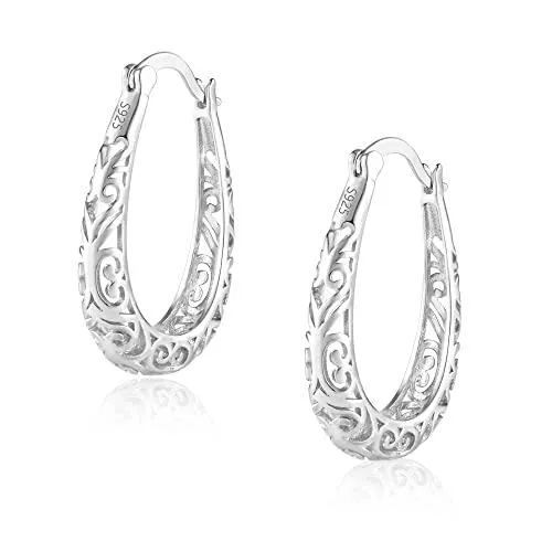 ALEXCRAFT Schmuck Ohrringe Silber 925, Creolen Ohrringe Gold für Damen, Ohrringe Creolen Ovale, Tropfenohrringe Creolen Hypoallergen Ohrring Sterling Silber für Damen Frauen Mädchen Schmuck Geschenke