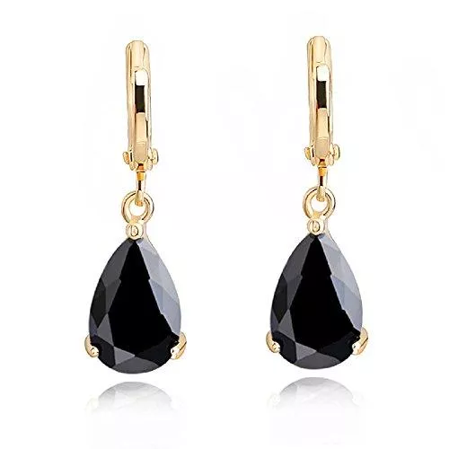 Crystalline Azuria Schmuck Crystalline Azuria Tropfenfürm Ohrringes 18ct Weiß Vergoldet Haken Ohrhänger mit Zirkonia Kristalle für Damen und Mädchen