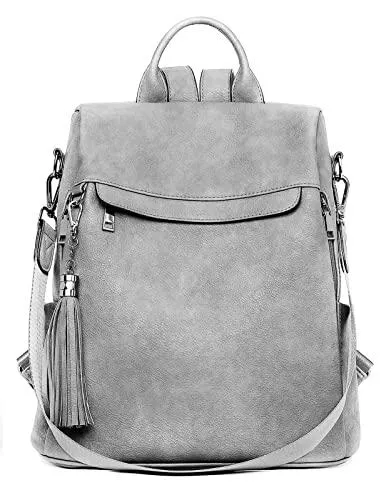 BOSTANTEN Taschen & Rucksäcke BOSTANTEN Damen Rucksack Leder Anti Diebstahl Reiserucksack 2 in 1 Schultertasche Groß Retro Grau