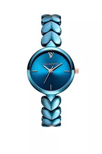 PAUL VALENTINE Uhren PAUL VALENTINE ® Lovella Damenuhr mit herzförmigen Gliedern - 26 mm - Edle Damen Uhr mit japanischem Quarzwerk - Spritzwassergeschützt - Armbanduhr für Damen