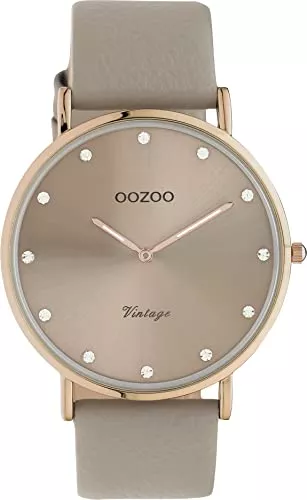 Oozoo Uhren Oozoo Vintage Damen Uhr - Armbanduhr Damen mit 20mm Lederarmband - Analog Damenuhr in rund