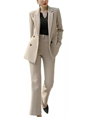 ORANDESIGNE Kostüme ORANDESIGNE Hosenanzug Damen Festlich Elegant Business Hosenanzüge 2 Teiler Abendrobe Outfit Set Langarm Anzugjacke und Anzughosen Zweiteilig Büro Slim Formal Modern Festlicher Suit