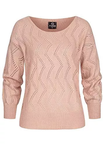 Styleboom Fashion® Pullover & Strickmode Styleboom Fashion® Damen Strickpullover mit Zick Zack Lochmuster