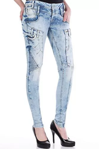 CIPO&amp;BAXX Jeans CIPO&amp;BAXX Damen Skinny-Jeans mit Doppeltem Bund
