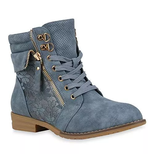 stiefelparadies Stiefel stiefelparadies Damen Stiefeletten Worker Boots Übergrößen Flandell