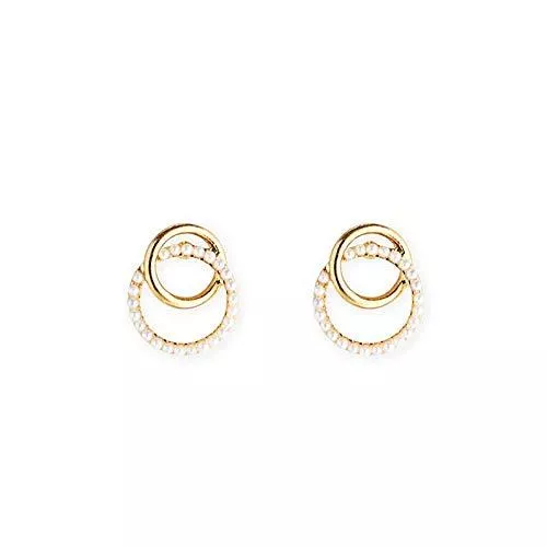 ZHUDJ Schmuck Cellacity Perlenohrringe für Frauen Kreisförmige Ohrstecker Zarte Silber 925 Schmuck Weibliche Geschenkhochzeit