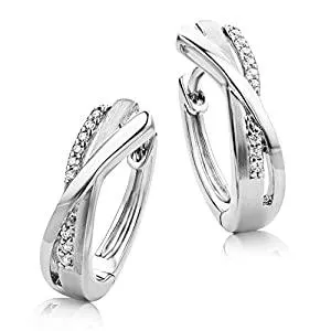 MIORE Schmuck Miore Silber Ohrringe Damen Creolen Stilvolle Ring-Ohrringe aus 925 Sterling Silber mit farblosen Zirkonia-Steinen, Ohrschmuck