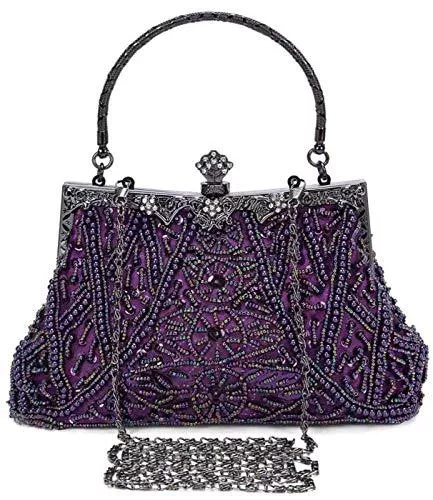 Selighting Taschen & Rucksäcke BAIGIO Abendtaschen Damen Vintage Clutch Tasche mit Perlen Elegant Handtasche Umhängetasche für Party Hochzeit Bankett