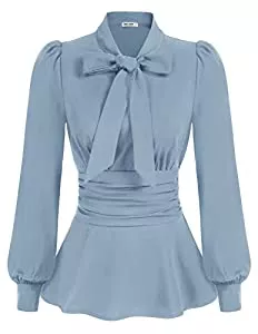 GRACE KARIN Langarmblusen GRACE KARIN Damen Mittelalter Festlich Blusen Langarm OL Puff Langrm Bow-Knot Elegant Oberteil CL1476A22