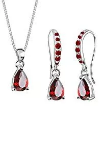 Elli Schmuck Elli Damen-Halskette + Ohrringe Tropfen 925 Sterling Silber Zirkonia Tropfenschliff