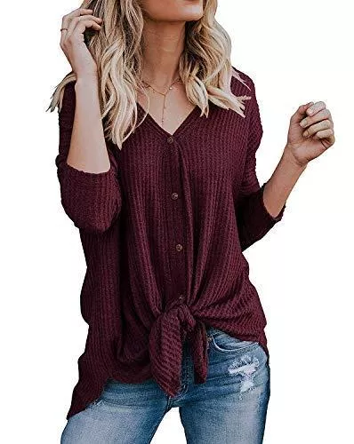 find. Langarmshirts Amazon Brand - Find. Damen-Tunika-Bluse mit Waffelmuster und Krawattenknoten High-End-Mesh, figurbetonte Fledermausflügel