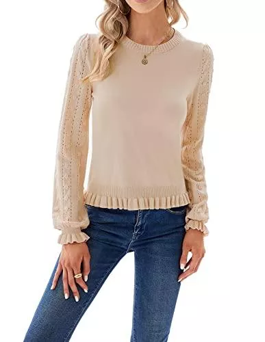 GRACE KARIN Pullover & Strickmode GRACE KARIN Damen Elegant Langarm Pullover Basic Sweater Rundhals Strickoberteile Knitwear Tops