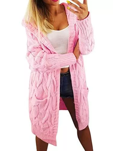 ShallGood Strickjacken ShallGood Frauen Cardigan Damen Strickjacke Casual Langarm Jacke Seitentaschen Strickmantel Herbst Winter Plüsch Einfarbig Feinstrick Cardigan Mit Taschen