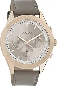 Oozoo Uhren Oozoo Herren Armbanduhr mit Lederarmband 45 MM Durchmesser und Chrono Look Zifferblatt in verschiedenen Variationen