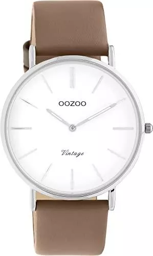 Oozoo Uhren OOZOO Vintage Damen Uhr - Armbanduhr Damen mit 20mm Lederarmband - Analog Damenuhr in rund