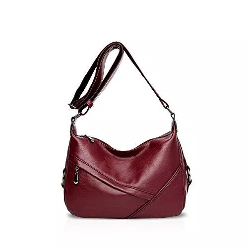 NICOLE & DORIS Taschen & Rucksäcke NICOLE & DORIS Die Neue modische Frau Umhängetasche Nähte Hand Tasche weiches PU-Leder Weinrot