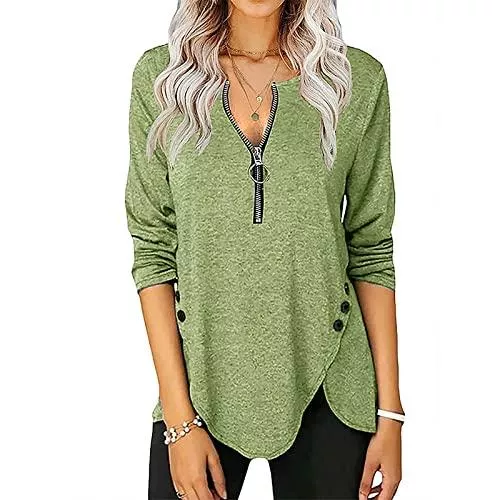 YUSHULINF Langarmshirts Hemder Women's Langärmliges Lose Klassische Pullover Baumwoll Lang Schlichtes Rundhal Shirt Women's Winter Soft Strand