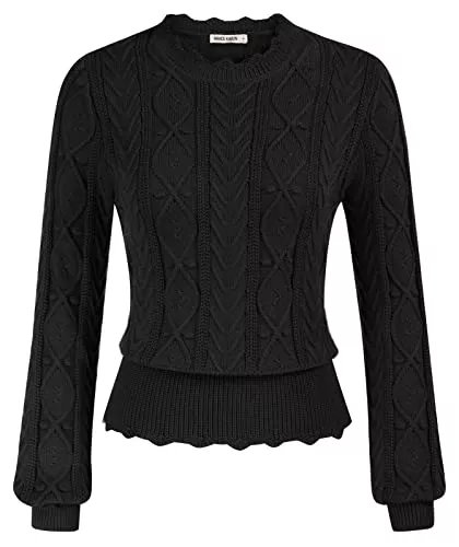 GRACE KARIN Pullover & Strickmode GRACE KARIN Damen Elegant Langarm Pullover Basic Sweater Rundhals Strickoberteile Knitwear Tops