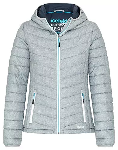 icefeld Jacken icefeld Damen Jacke/Steppjacke/Pufferjacke/Isolationsjacke, gefüttert, mit Kapuze