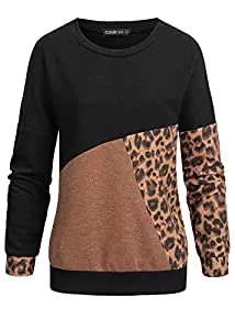 Cloud 5ive Pullover & Strickmode Cloud 5ive Damen Colorblock Pullover mit Leo Print