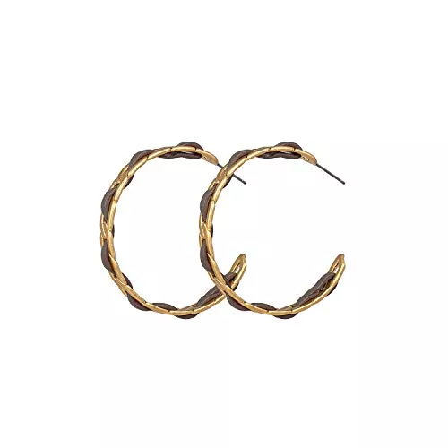 SENCE Copenhagen Schmuck Sence Copenhagen Ohrringe Damen Vergoldet Matt - Schlangen Style Armreif mit Leder Taupe - Poem Serie - G094