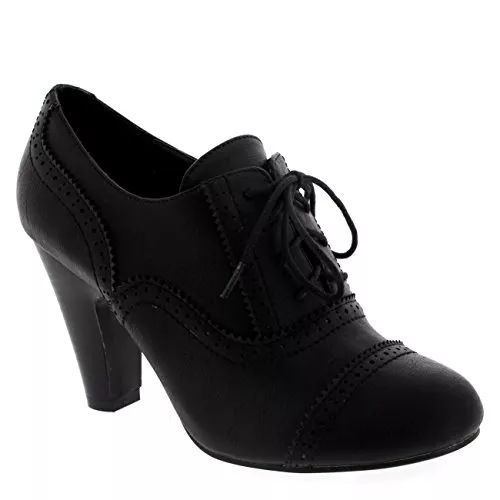VIVA High Heels VIVA Damen Mid Blockabsatz Schnürsenkel Abend Arbeit Mary Jane Stiefeletten