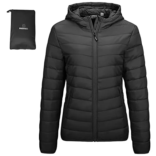 Outdoor Ventures Jacken Outdoor Ventures Damen Steppjacke Leichte Packbare Übergangsjacke Warme Winterjacke mit Kapuze für Frauen Gefüttert Pufferjacke mit Taschen für Freizeit Wandern Reisen