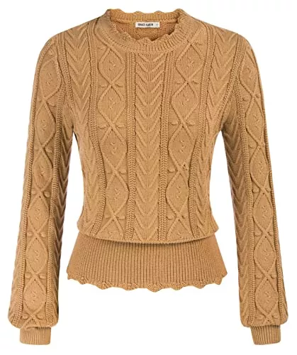 GRACE KARIN Pullover & Strickmode GRACE KARIN Damen Elegant Langarm Pullover Basic Sweater Rundhals Strickoberteile Knitwear Tops