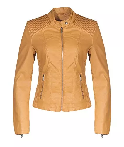 malito more than fashion Jacken Malito Damen Jacke | Kunstleder Jacke | lässige Biker Jacke mit Steppung | Jacke mit Stehkragen | Faux Leather 5195