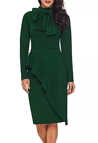 CICIDES Cocktail CICIDES Damen Kleid mit Schößchenausschnitt und langen Ärmeln (S-XXL)