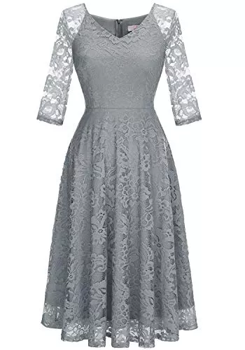 Dressystar Cocktail Dressystar Damen Elegant Spitzenkleid 3/4 Ärmel Hochzeit Party Midi Abendkleid Cocktailkleid