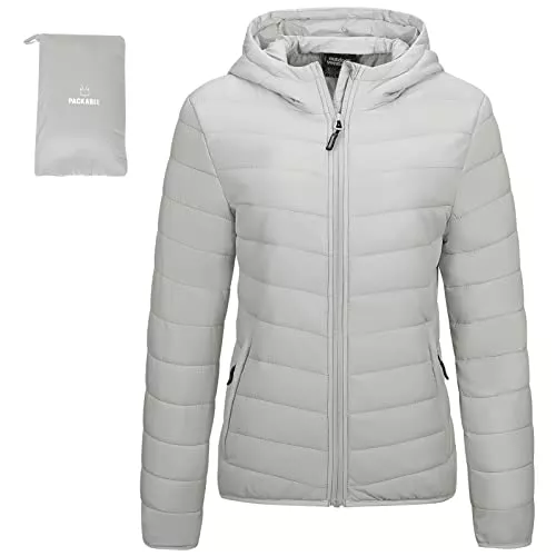 Outdoor Ventures Jacken Outdoor Ventures Damen Steppjacke Leichte Packbare Übergangsjacke Warme Winterjacke mit Kapuze für Frauen Gefüttert Pufferjacke mit Taschen für Freizeit Wandern Reisen
