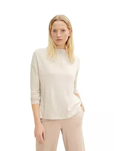TOM TAILOR Langarmshirts TOM TAILOR Damen Langarmshirt mit umgeschlagenem Stehkragen